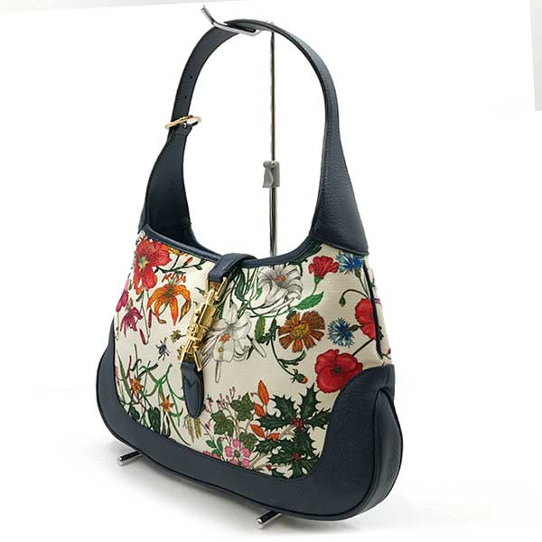 Gucci 550152 New Jackie Flora shoulder bag navy blue one shoulder