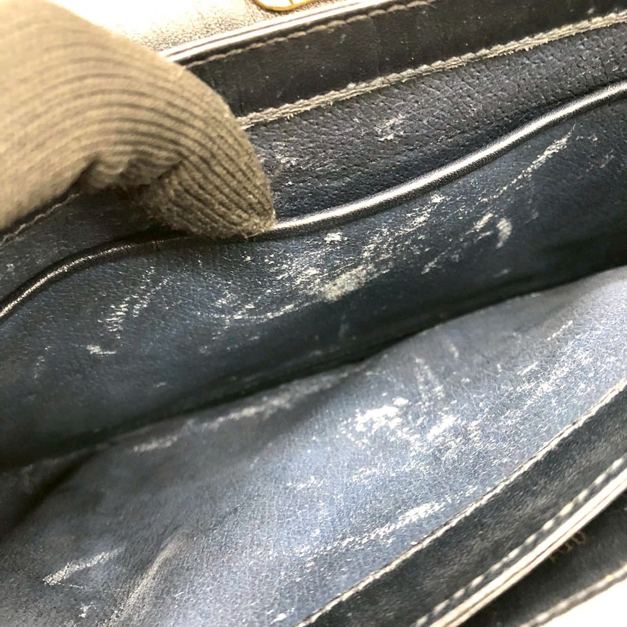 GUCCI 001 406 Micro GG Shoulder Bag, PVC Leather, Navy, Old Gucci, Women's Vintage