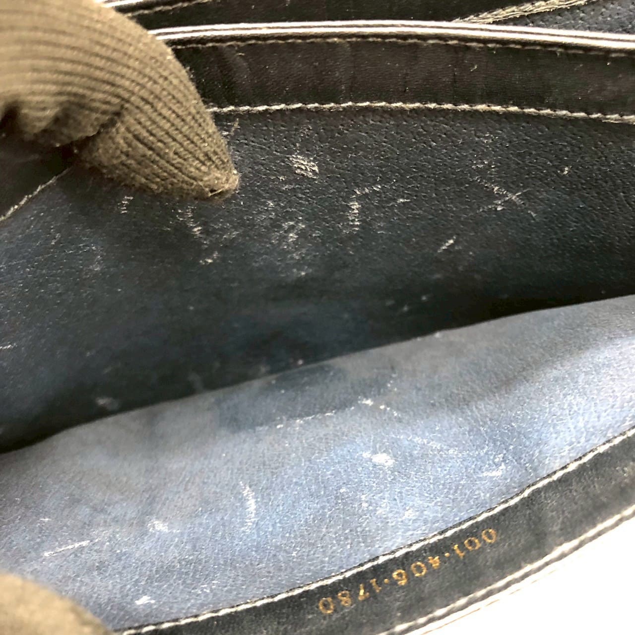 GUCCI 001 406 Micro GG Shoulder Bag, PVC Leather, Navy, Old Gucci, Women's Vintage