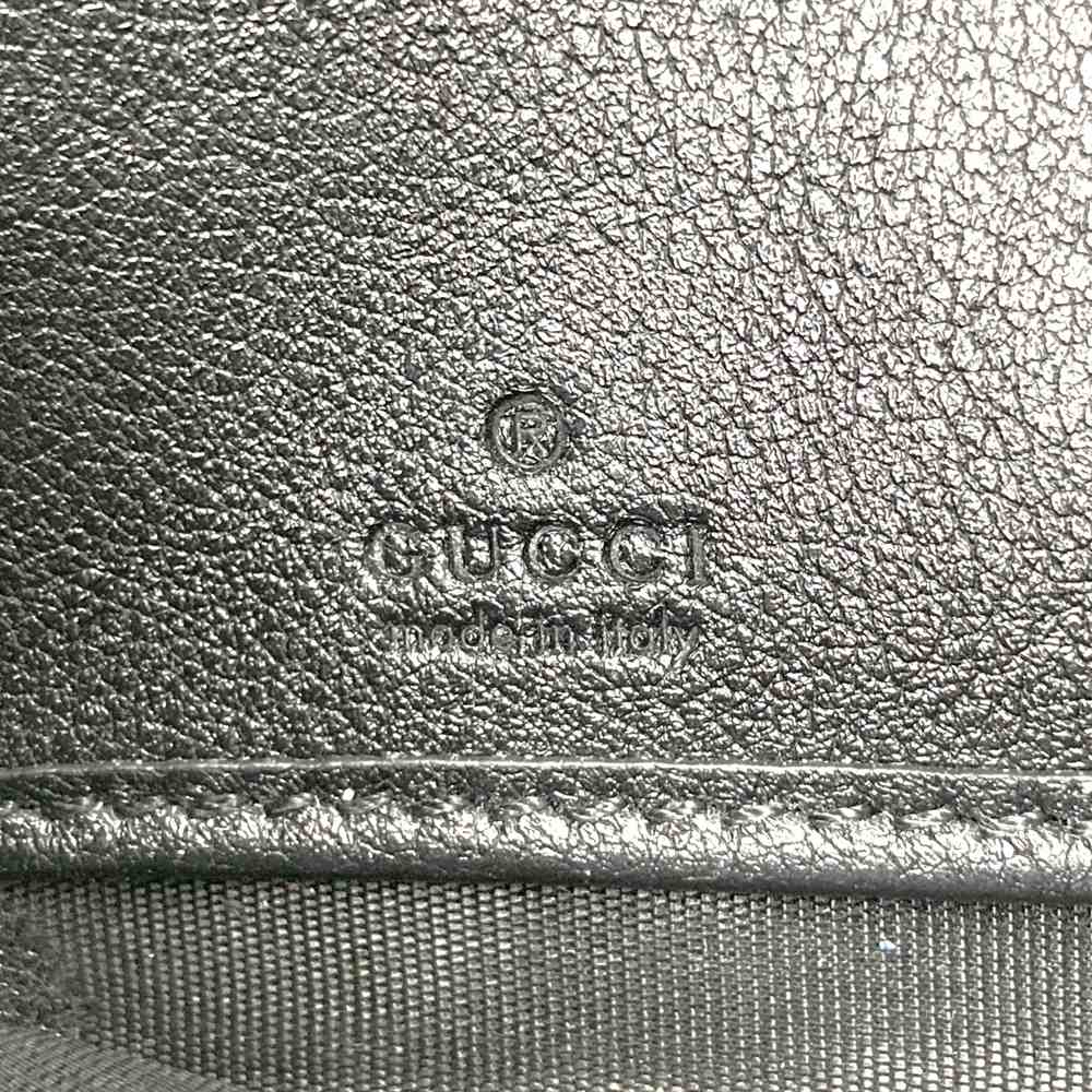 GUCCI 658634 Bamboo Double G Round Zip Leather Long Wallet, Black PRE-OWNED