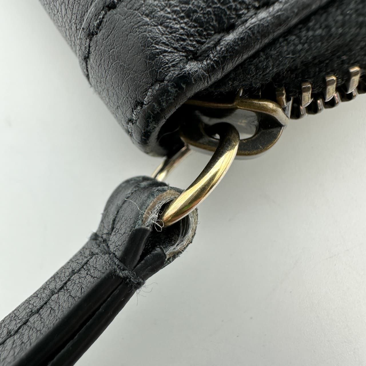 GUCCI 658634 Bamboo Double G Round Zip Leather Long Wallet, Black PRE-OWNED