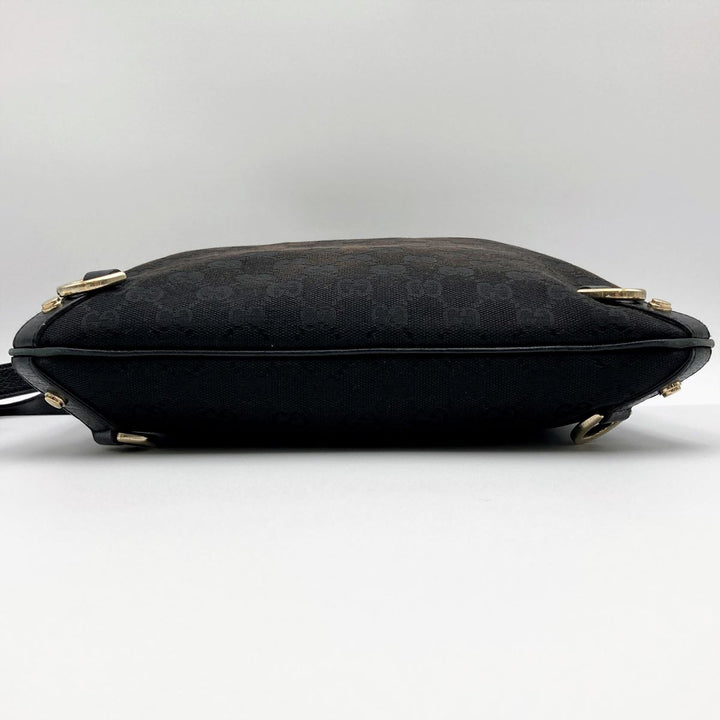 Gucci 131326 GG Line Shoulder bags Canvas×Leather abbey Black