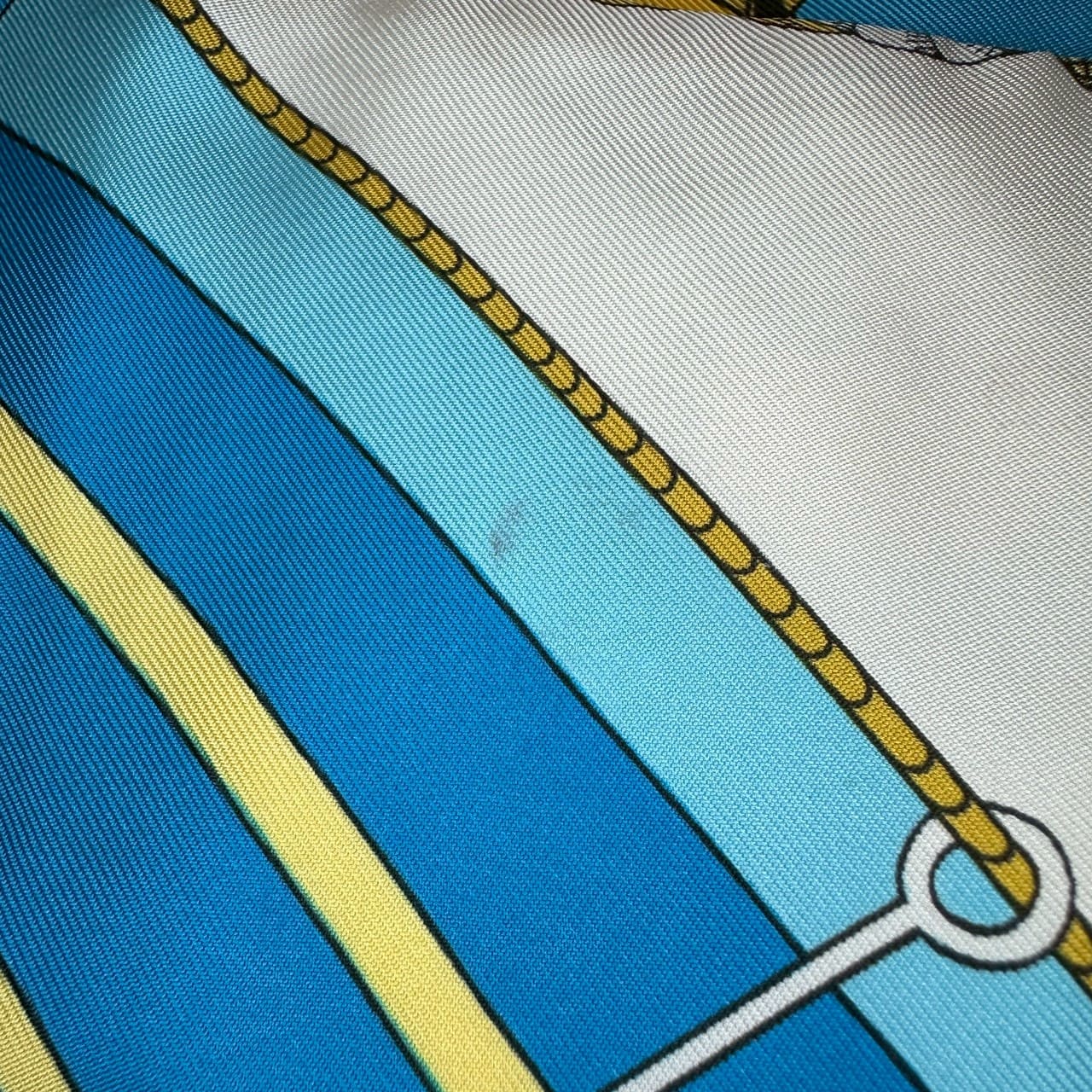 HERMES Twilly Scarf, Circus Design, Silk, Blue, Women's Fashion Brand, PRE-OWNED