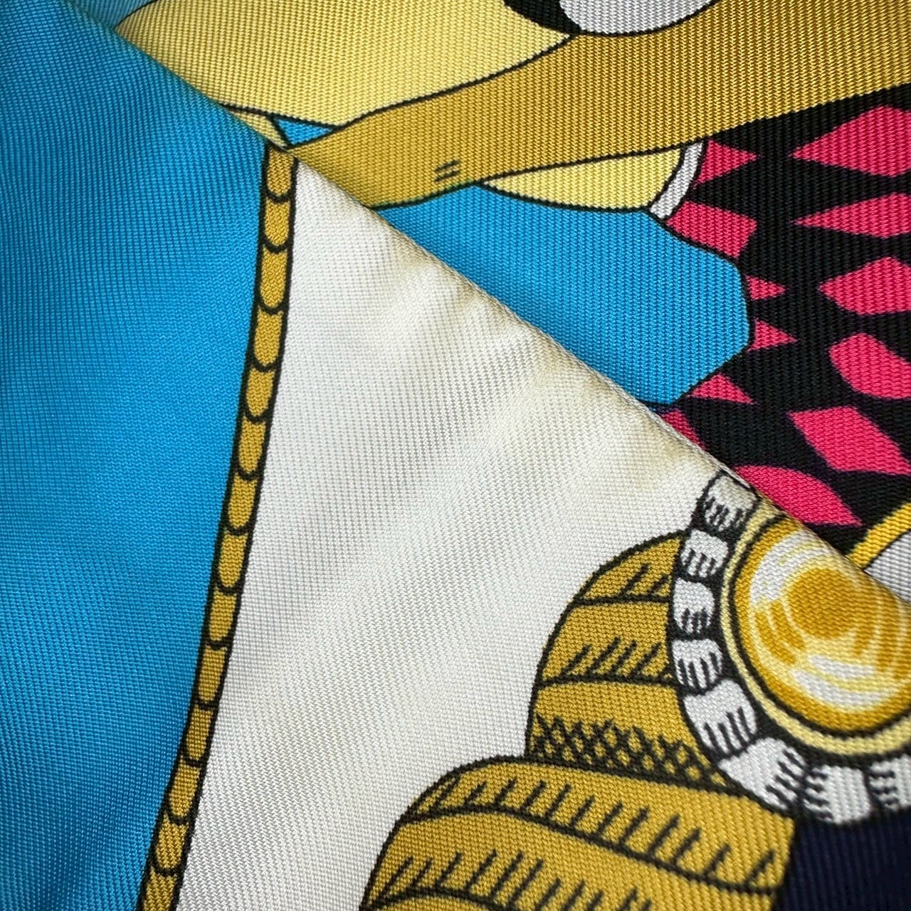 HERMES Twilly Scarf, Circus Design, Silk, Blue, Women's Fashion Brand, PRE-OWNED