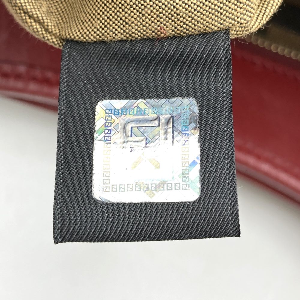 FENDI 8BH156 Zucca Handbag Tote Bag Canvas Brown Red Women's