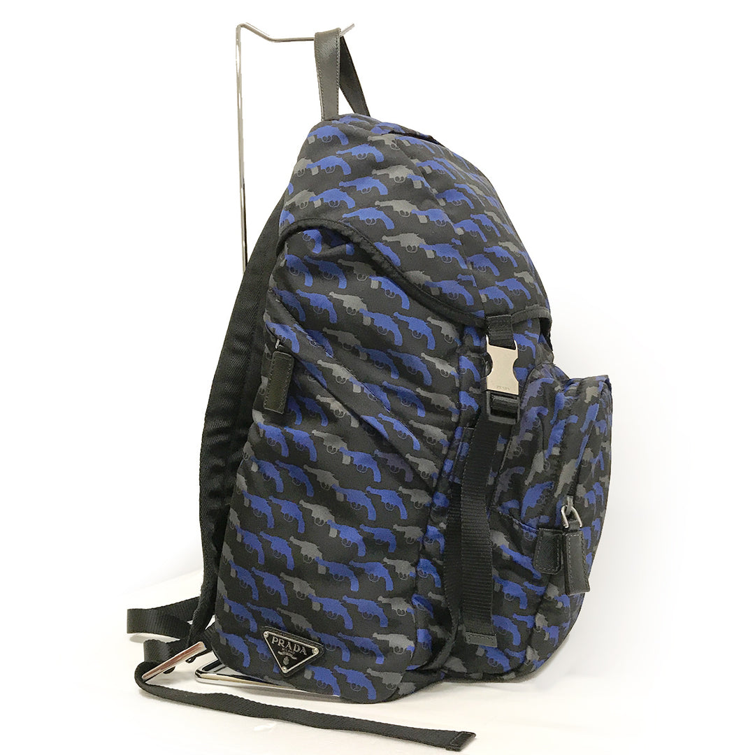 Prada Backpacks V135M Blue×Black