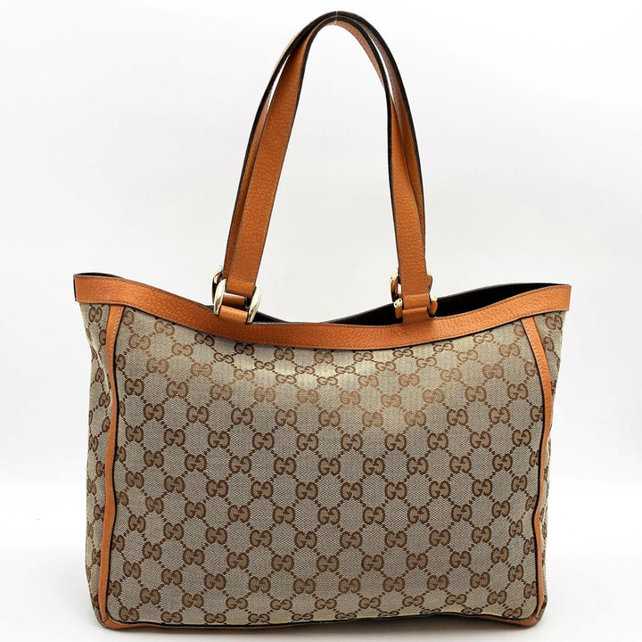 Gucci 146247 tote bag GG canvas leather orange beige