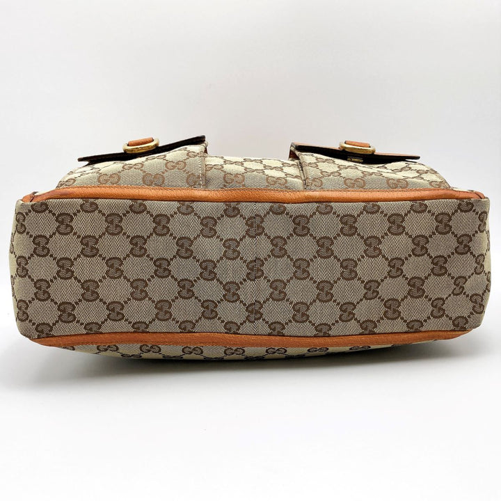 Gucci 146247 tote bag GG canvas leather orange beige