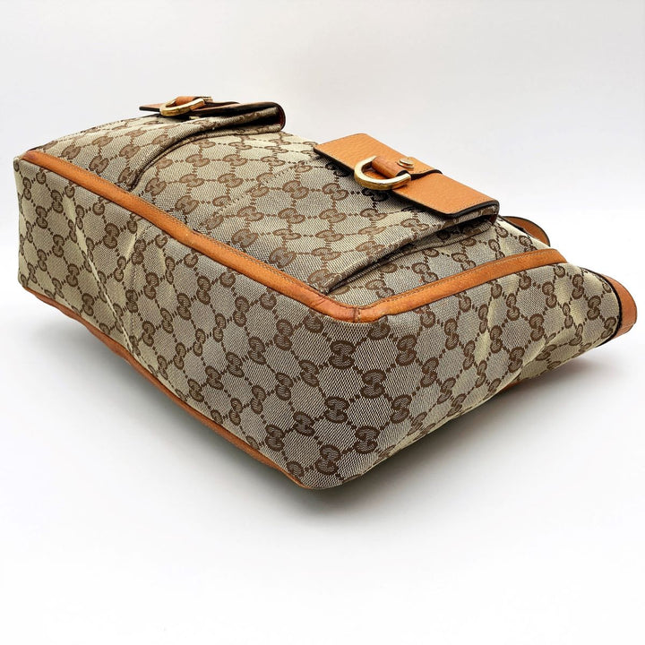 Gucci 146247 tote bag GG canvas leather orange beige
