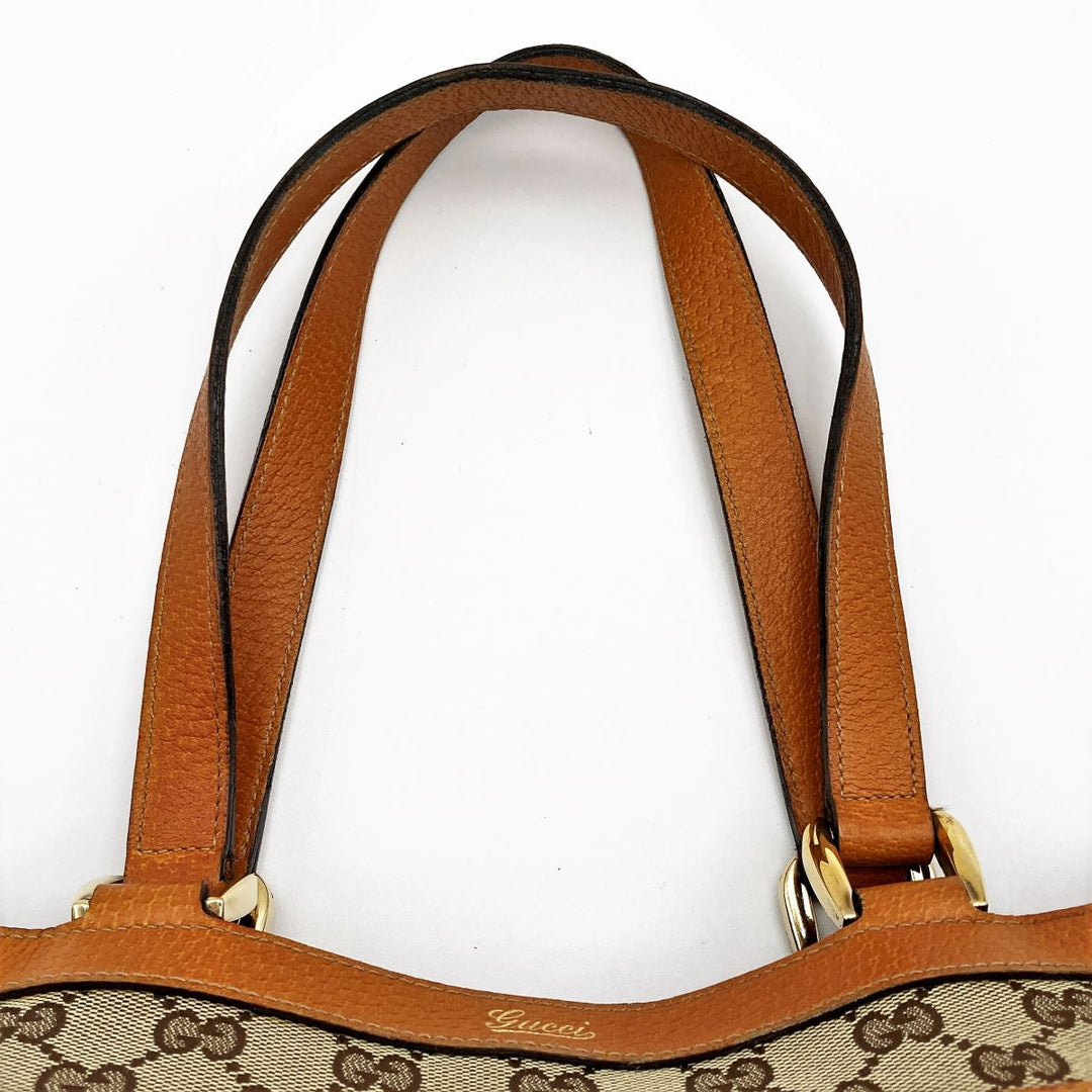Gucci 146247 tote bag GG canvas leather orange beige