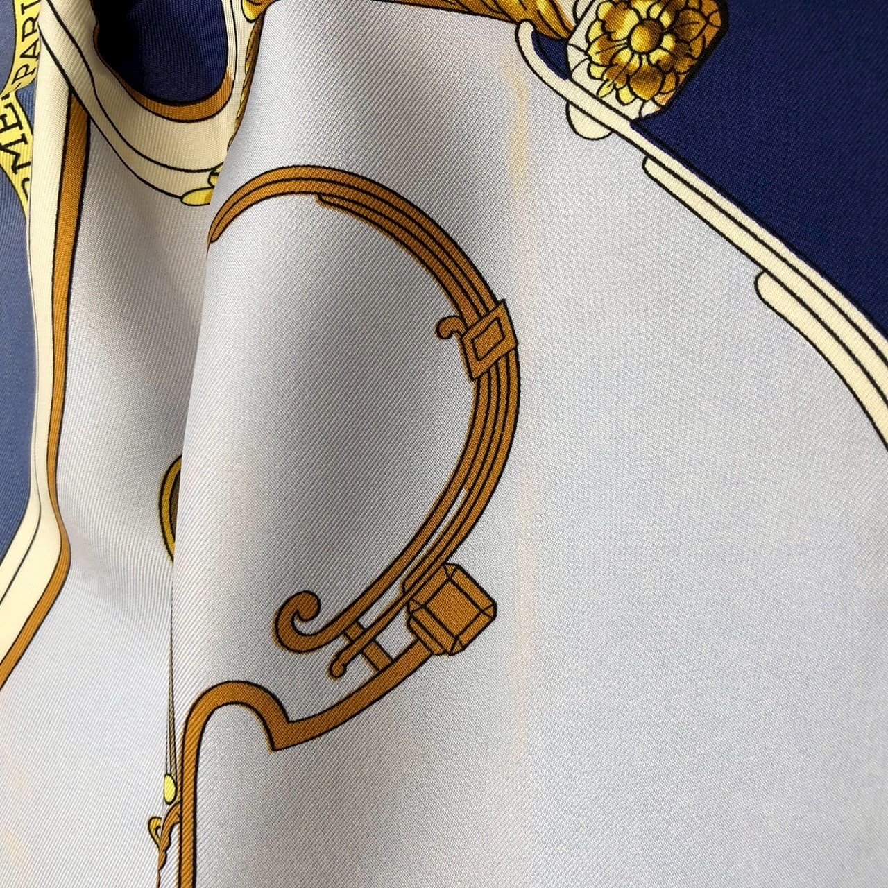 HERMES Carre 90 SPRINGS Scarf, Silk, Navy, Women's, Vintage