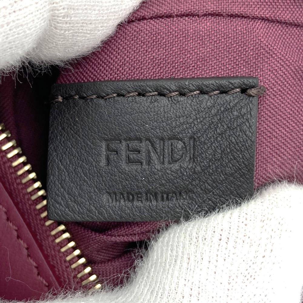 FENDI Triplet 8BS001A1FS 3-Pouch Leather Clutch Bag with Flowers in White/Red/Brown, Women's