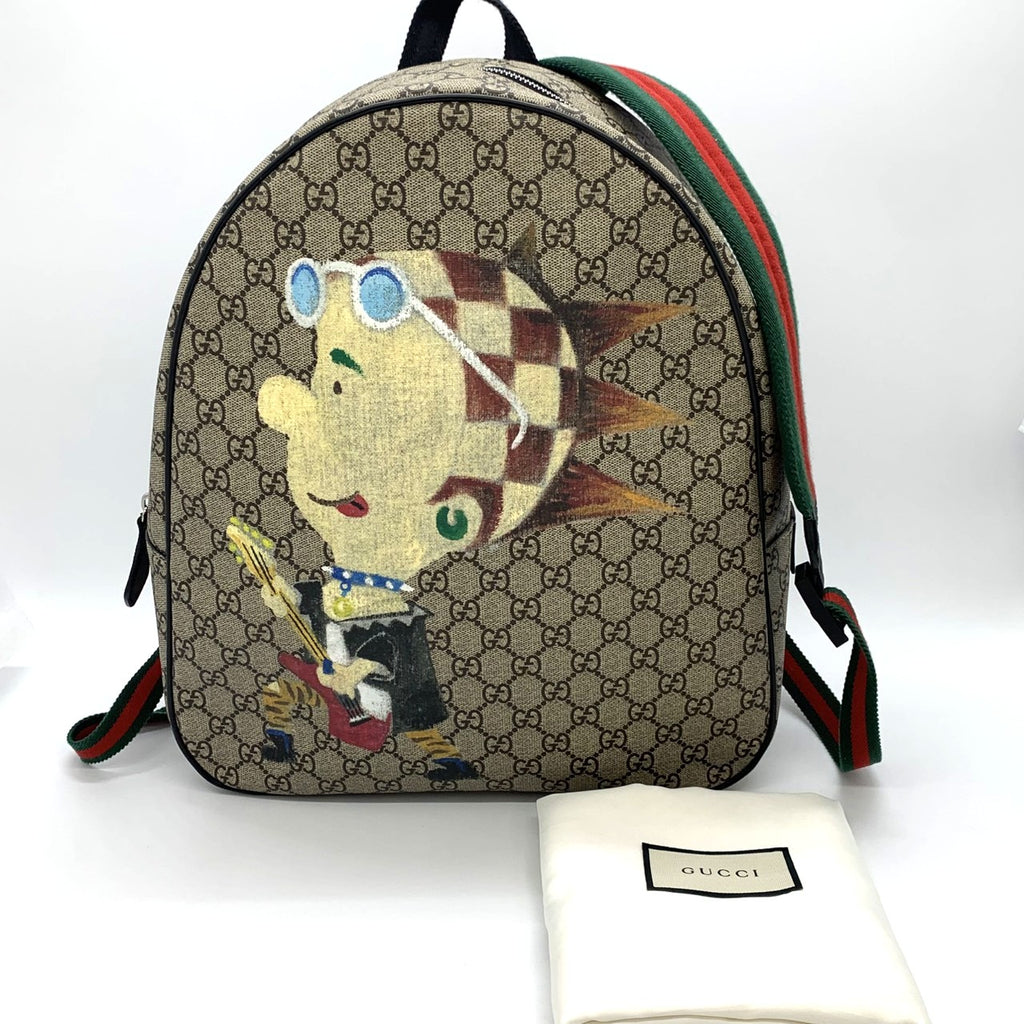 GUCCI 433578 Children's Punky Friend Backpack/Daypack in GG Supreme Canvas with Sherry Line in Brown, for Men, Women, and Kids