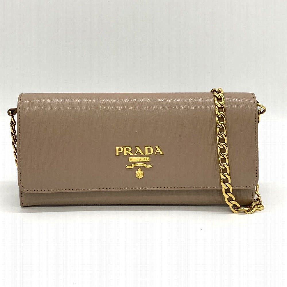 PRADA Chain Wallet Chain Shoulder Bag Long Wallet Wallet Logo Pink Beige Prada