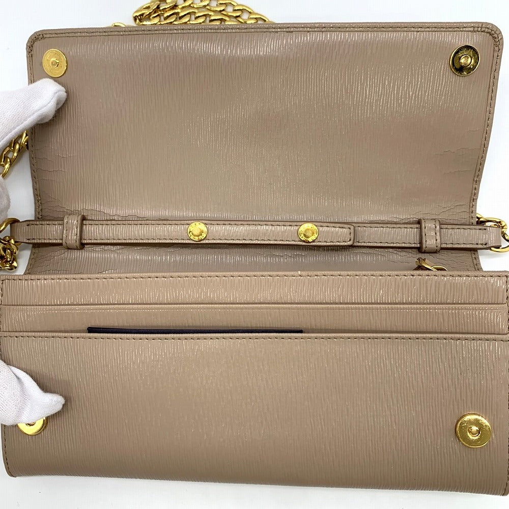 PRADA Chain Wallet Chain Shoulder Bag Long Wallet Wallet Logo Pink Beige Prada