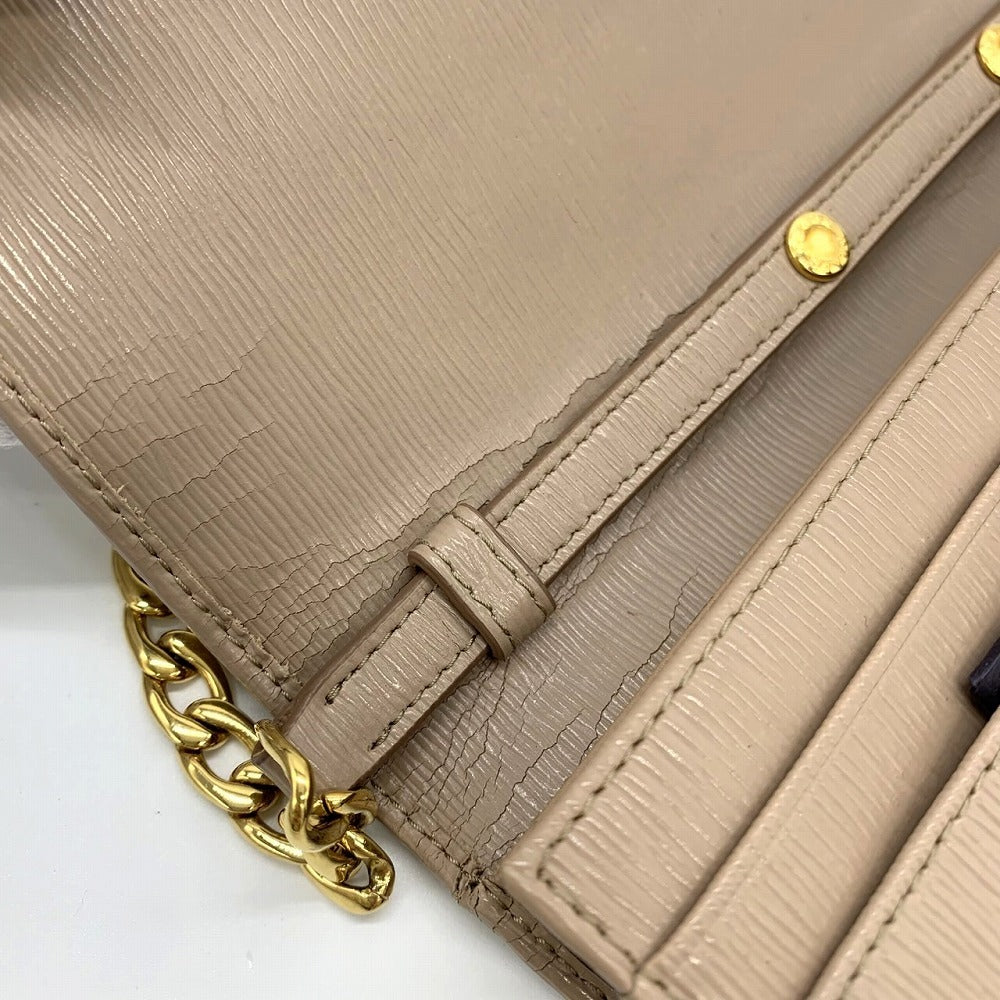 PRADA Chain Wallet Chain Shoulder Bag Long Wallet Wallet Logo Pink Beige Prada