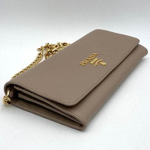 PRADA Chain Wallet Chain Shoulder Bag Long Wallet Wallet Logo Pink Beige Prada