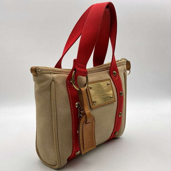 Louis Vuitton M40038 Antigua cabas PM Handbags Canvas Beige×Red