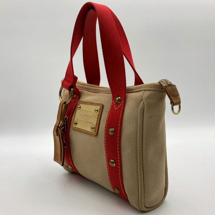 Louis Vuitton M40038 Antigua cabas PM Handbags Canvas Beige×Red