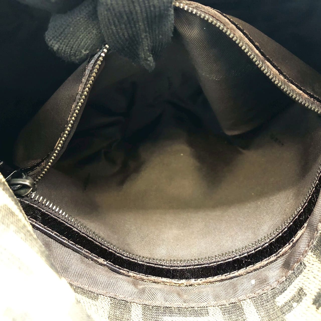 FENDI Mamma Bucket Handbag Shoulder Bag Zucca Nylon Canvas Leather Brown Women's Vintage Men's Brand USED