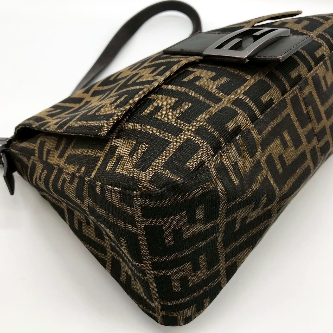 FENDI Mamma Bucket Handbag Shoulder Bag Zucca Nylon Canvas Leather Brown Women's Vintage Men's Brand USED