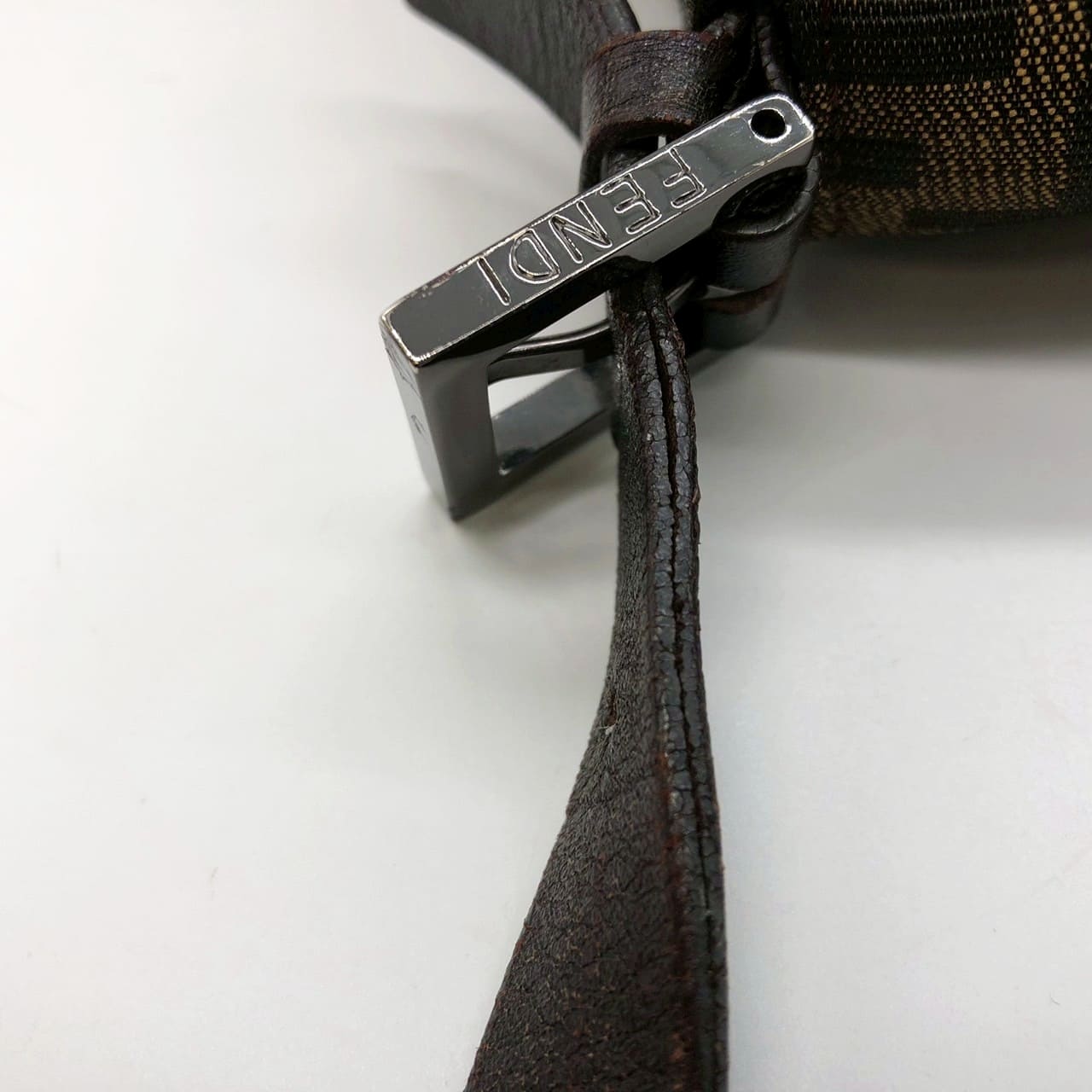 FENDI Mamma Bucket Handbag Shoulder Bag Zucca Nylon Canvas Leather Brown Women's Vintage Men's Brand USED