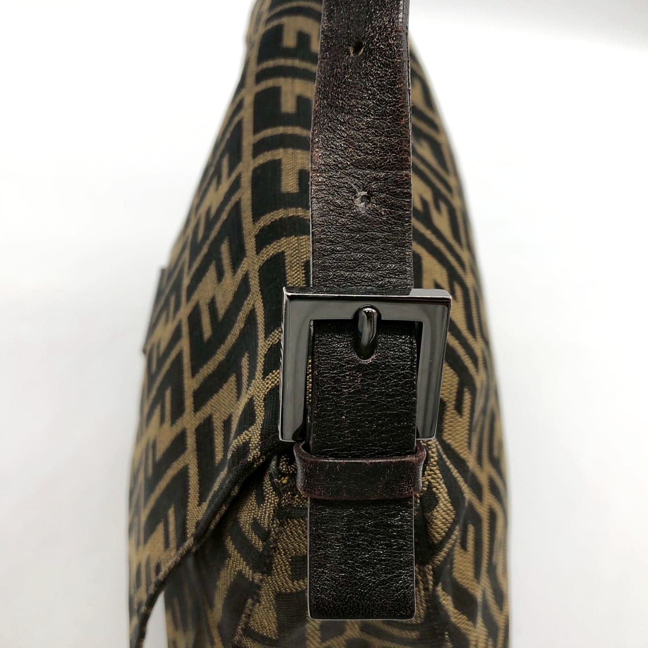 FENDI Mamma Bucket Handbag Shoulder Bag Zucca Nylon Canvas Leather Brown Women's Vintage Men's Brand USED