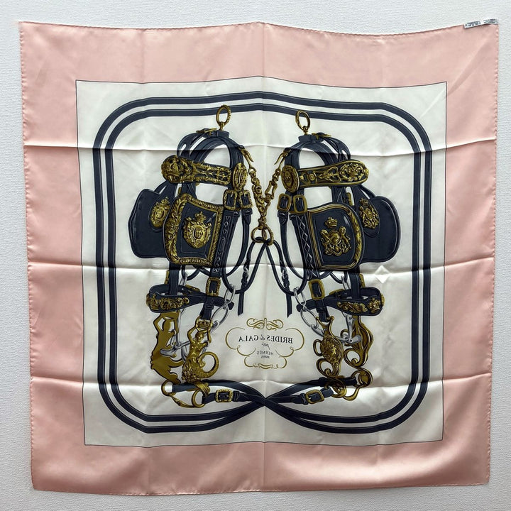 Hermes Scarf CARRES 90 brides de gala Pink White