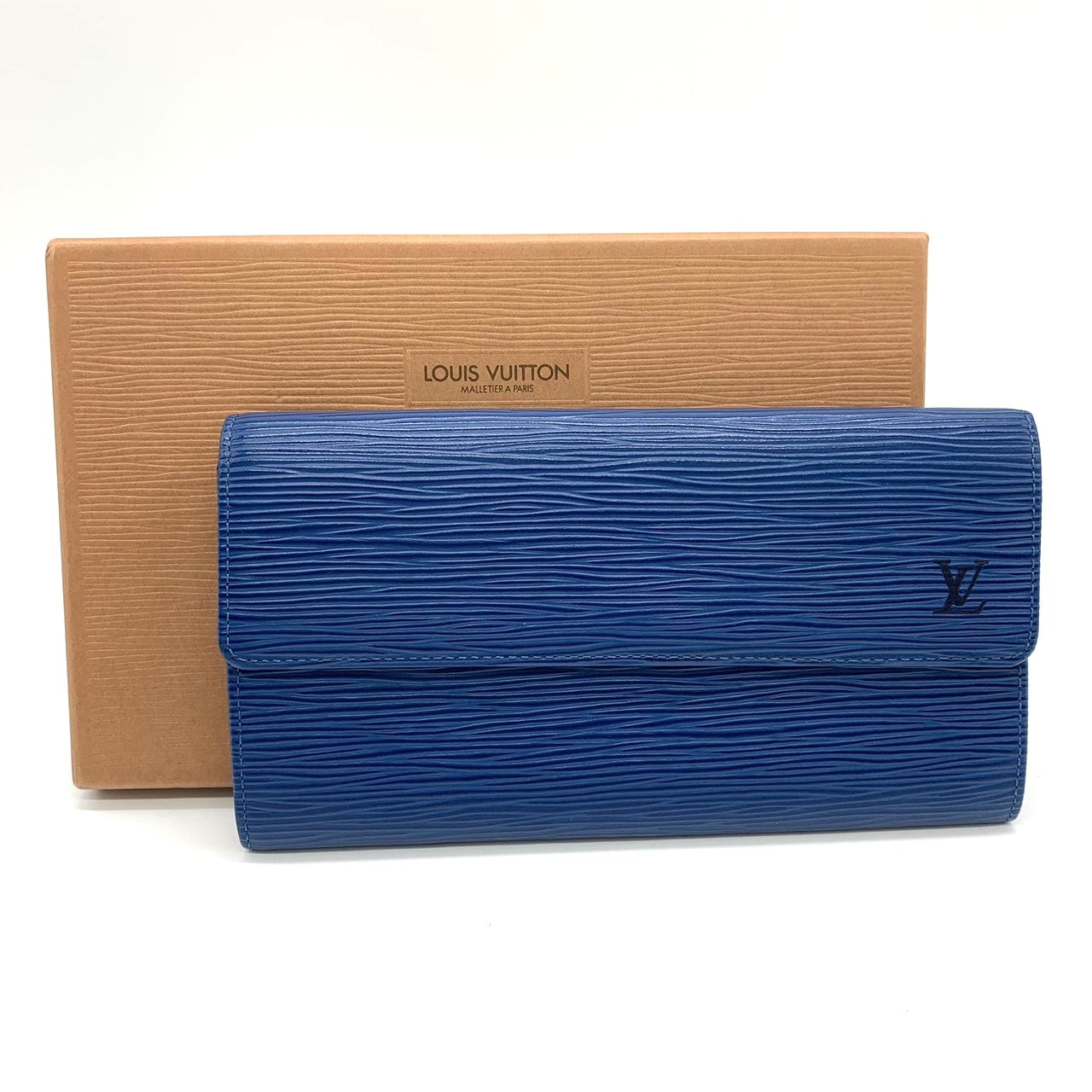 LOUIS VUITTON Louis Vuitton Portefeuille Sarah Long Wallet in Epi Leather, Blue, M63572, Women's and Men's Fashion