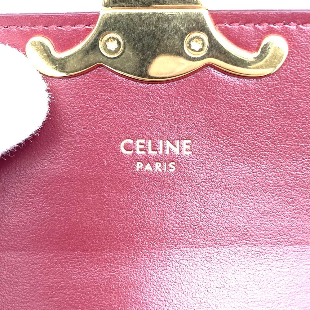Excellent condition CELINE Mini Claude shoulder bag, mini shoulder bag, pochette, leather, red/burgundy, women's, used, gift.