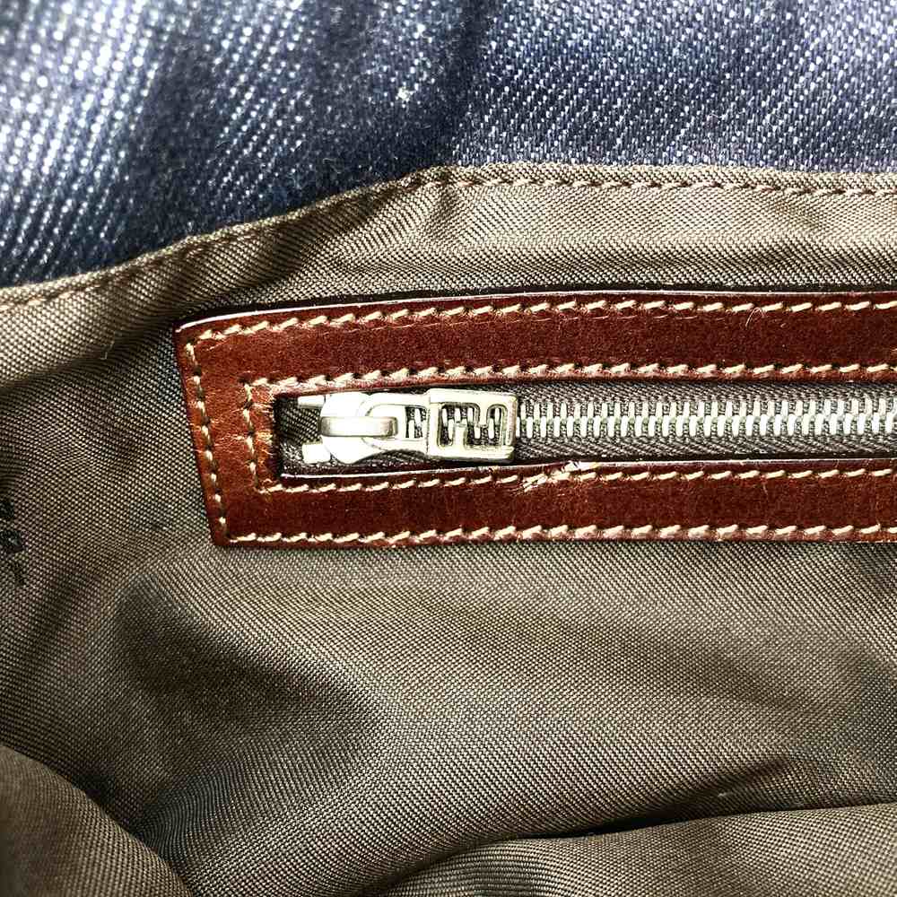 FENDI handbag tote bag denim leather navy women's men's fashion
