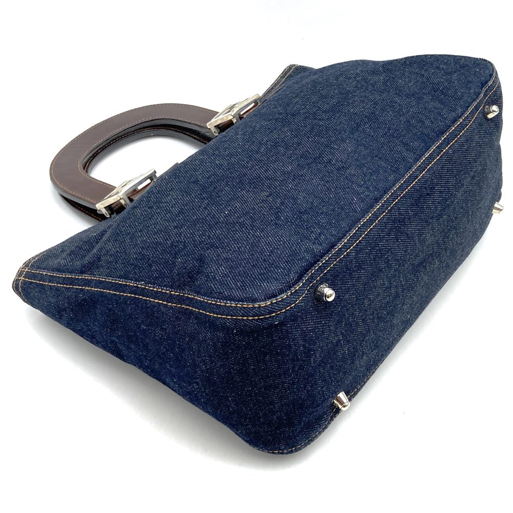 FENDI handbag tote bag denim leather navy women's men's fashion