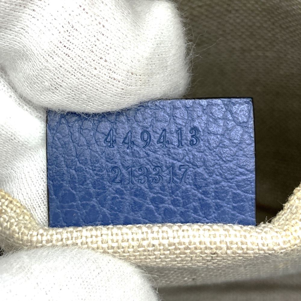 GUCCI 449413 Shoulder Bag GG Canvas/Leather Blue/Brown Women's