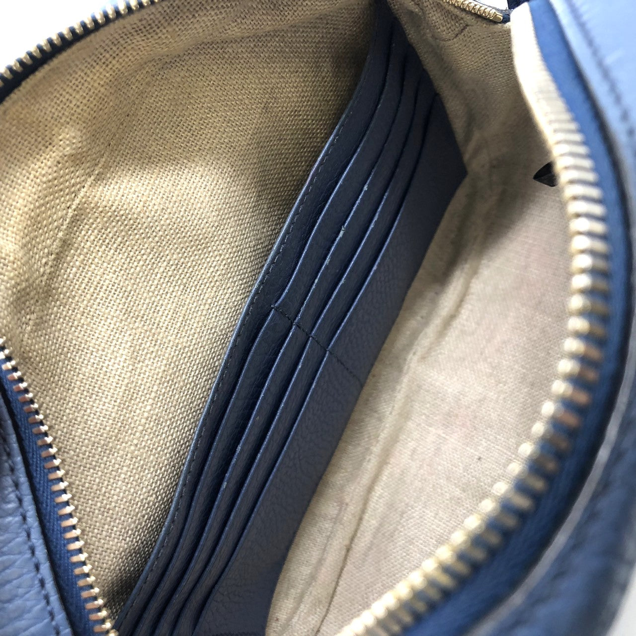 GUCCI 449413 Shoulder Bag GG Canvas/Leather Blue/Brown Women's