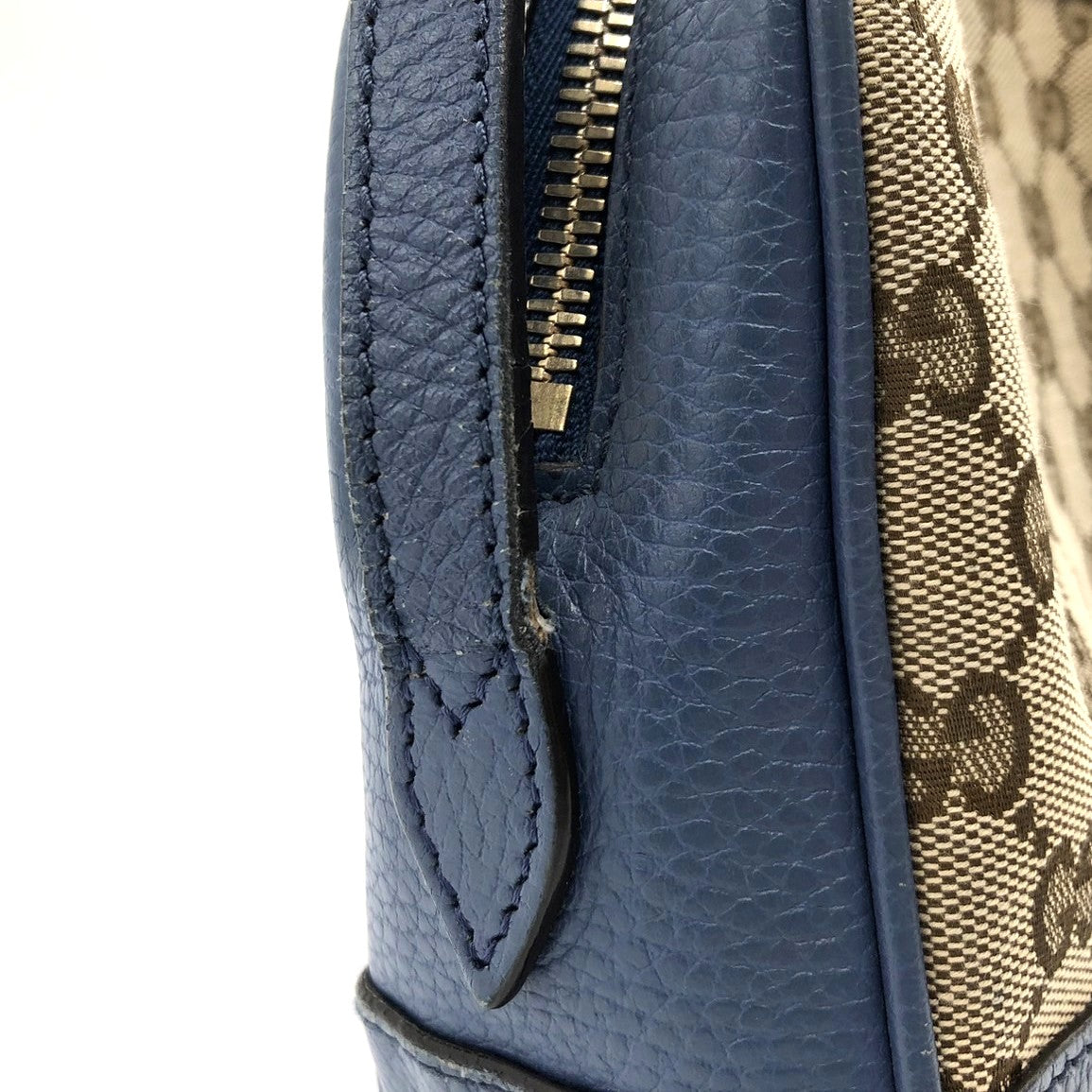 GUCCI 449413 Shoulder Bag GG Canvas/Leather Blue/Brown Women's