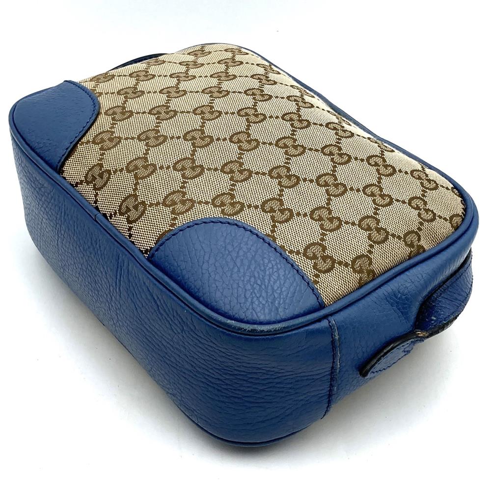 GUCCI 449413 Shoulder Bag GG Canvas/Leather Blue/Brown Women's