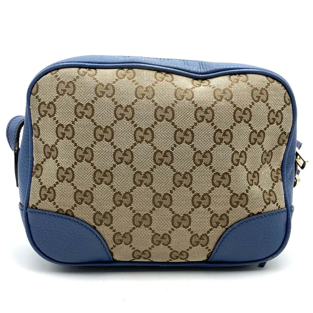 GUCCI 449413 Shoulder Bag GG Canvas/Leather Blue/Brown Women's