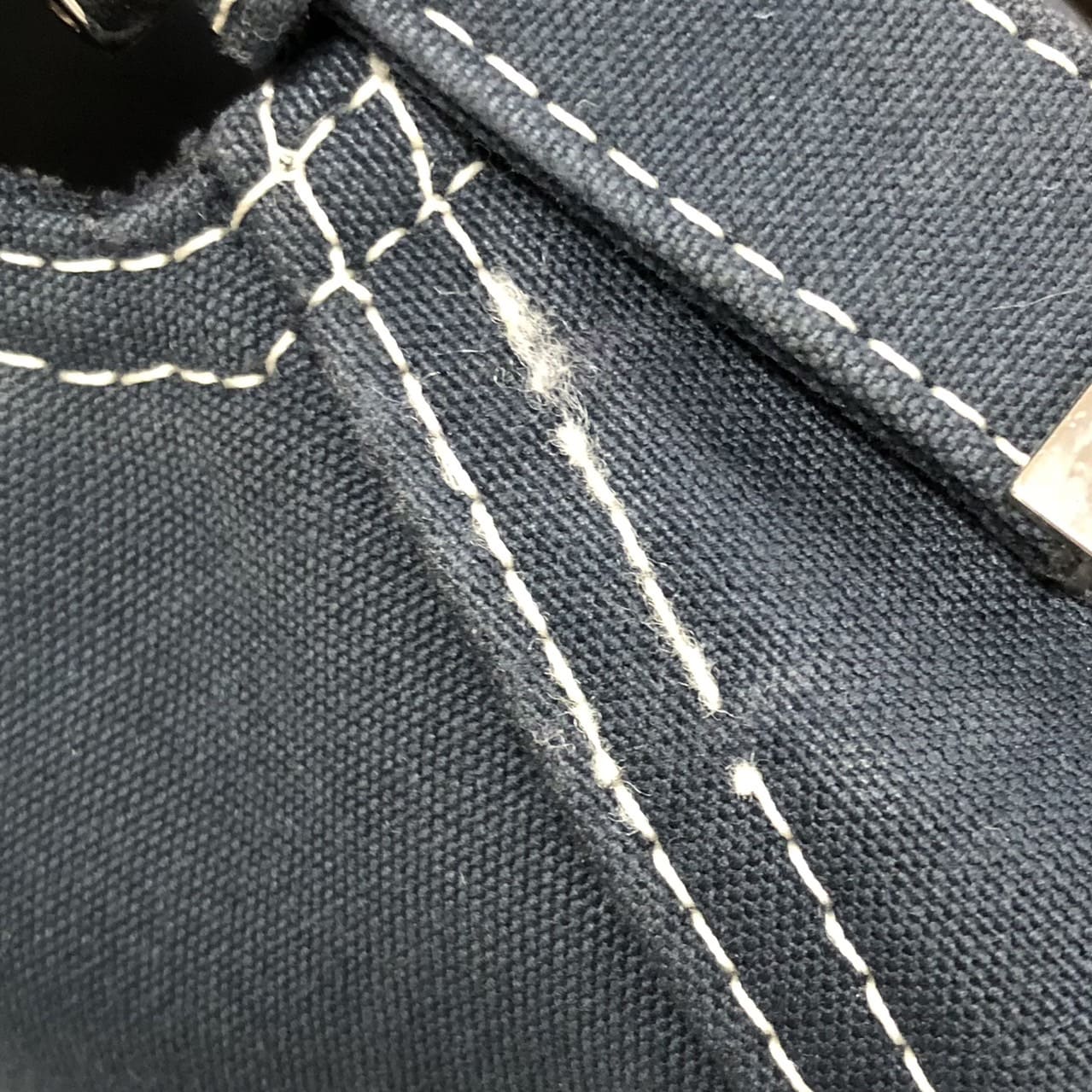 FENDI Mamma Bucket Marble Shoulder Bag Handbag Canvas Navy Denim Women's