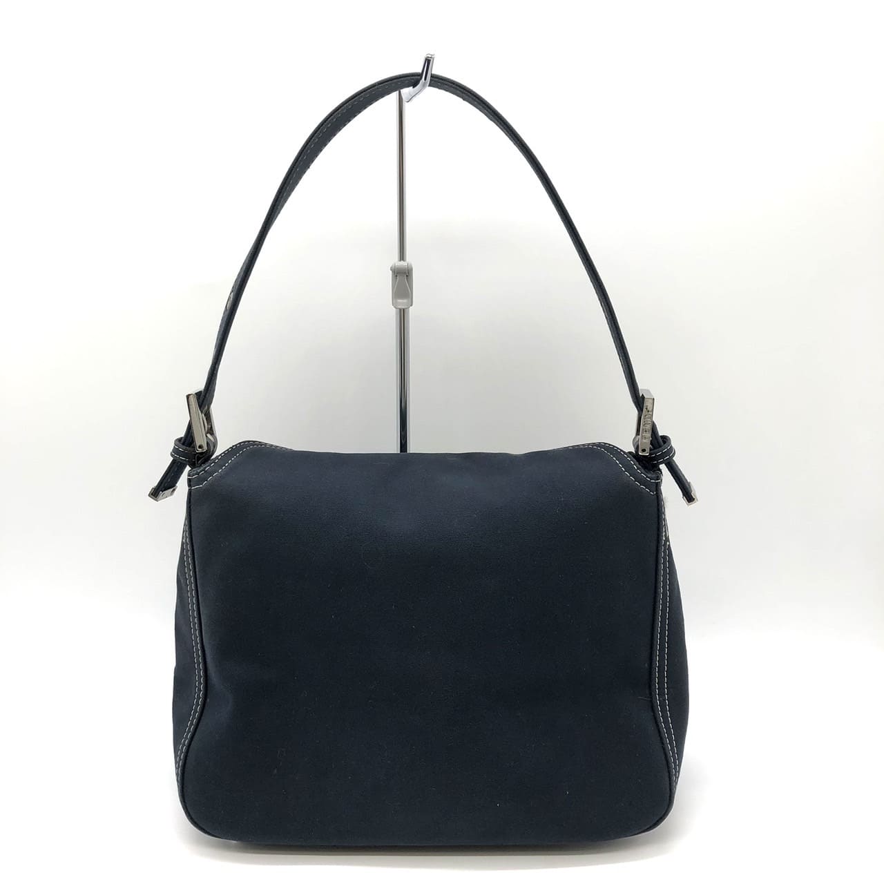 FENDI Mamma Bucket Marble Shoulder Bag Handbag Canvas Navy Denim Women's
