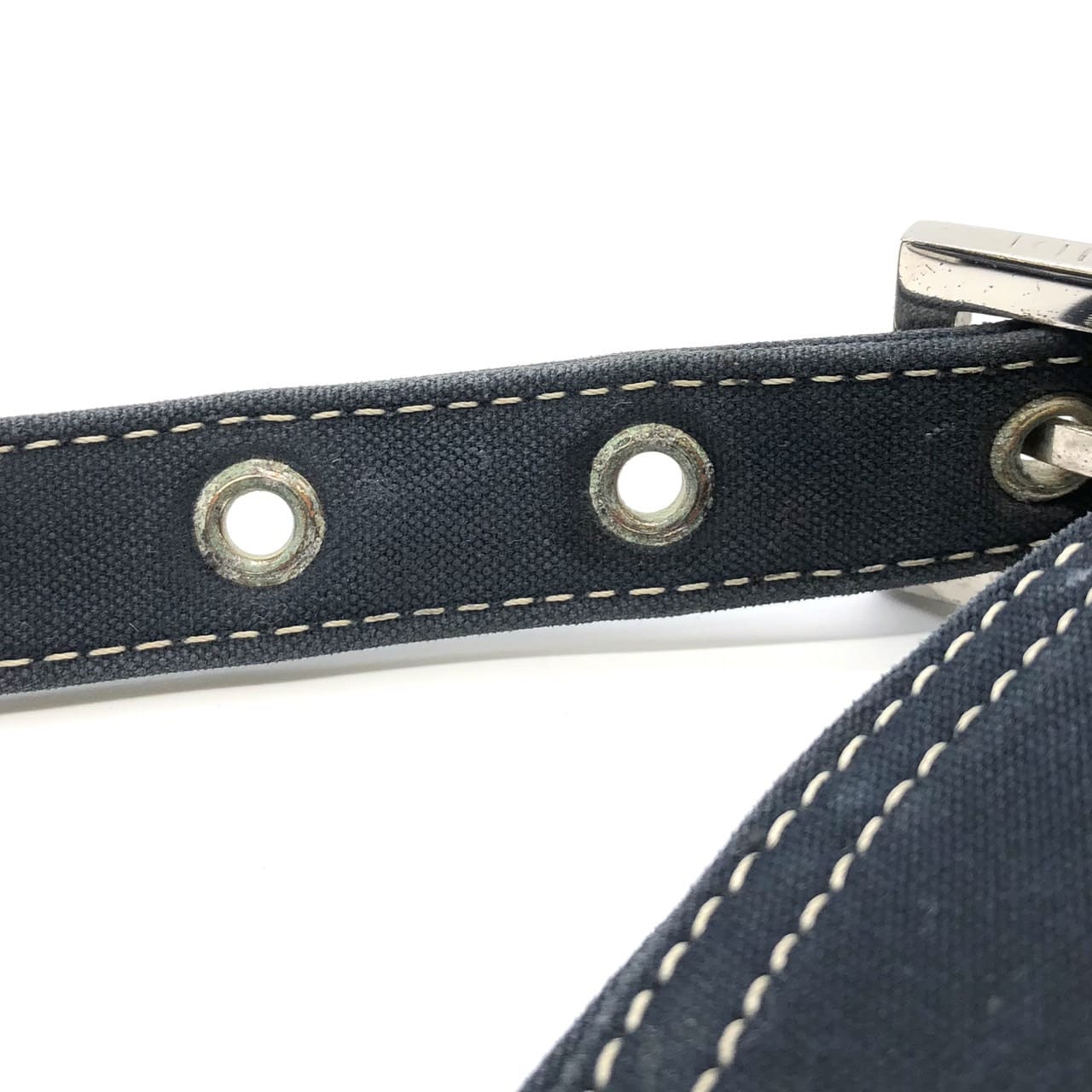 FENDI Mamma Bucket Marble Shoulder Bag Handbag Canvas Navy Denim Women's