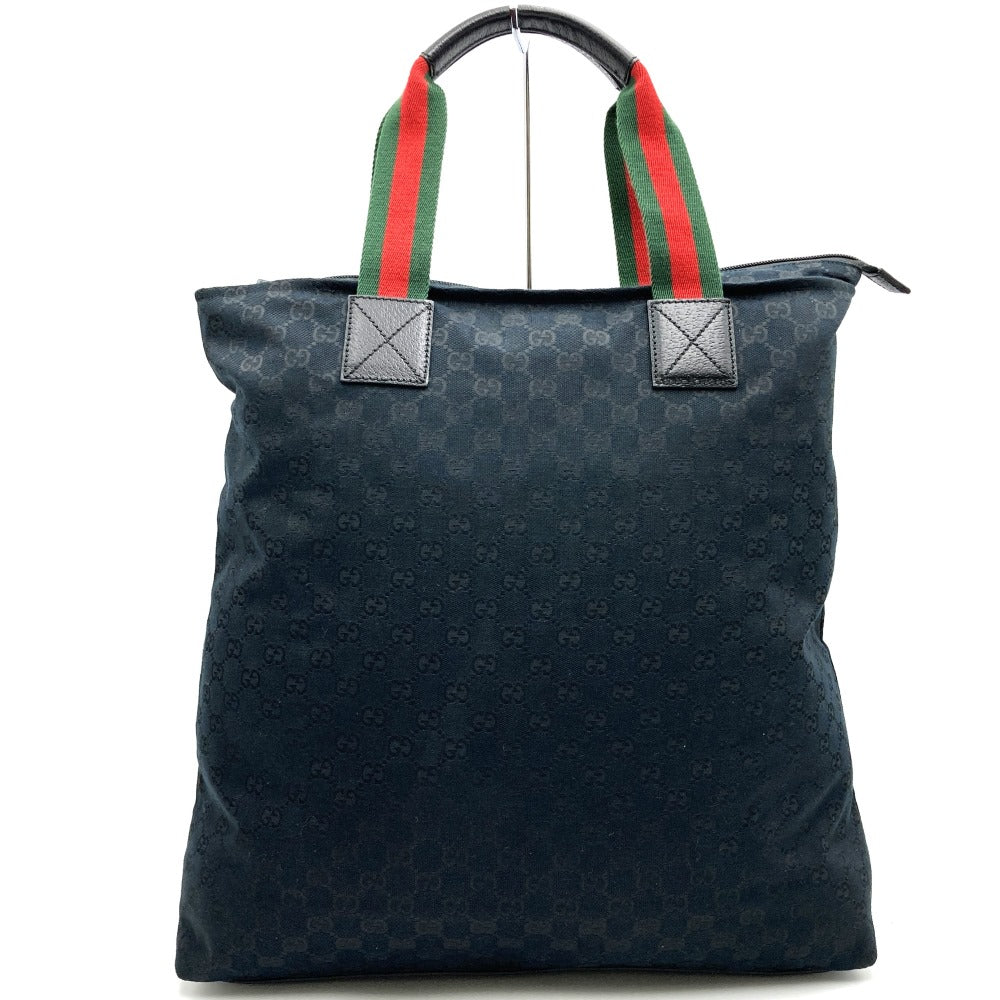 GUCCI 131233 ビッグトートバッグ、ハンドバッグ、シェリーライン、GGキャンバス、ブラック、メンズ＆レディース【中古品】