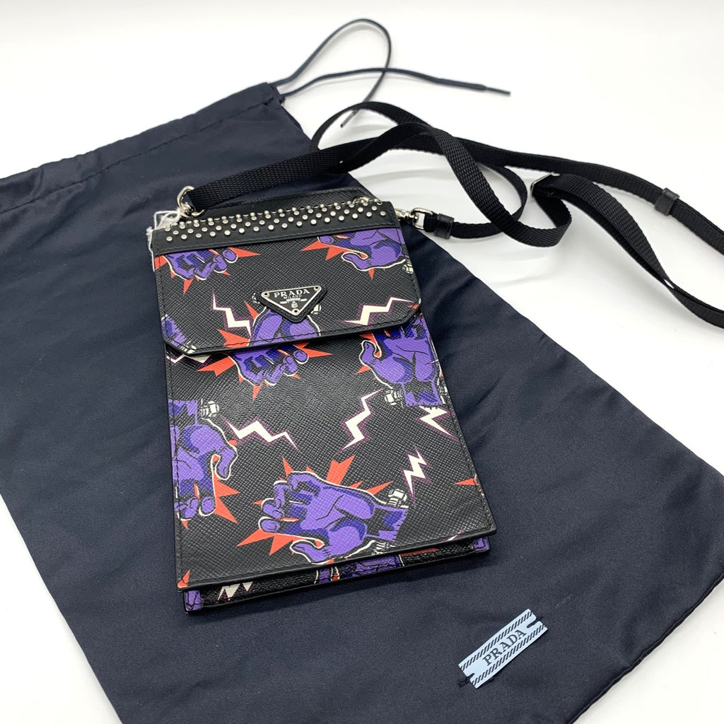 PRADA Frankenstein Sacoche Shoulder Bag in Black Leather for Men and Women