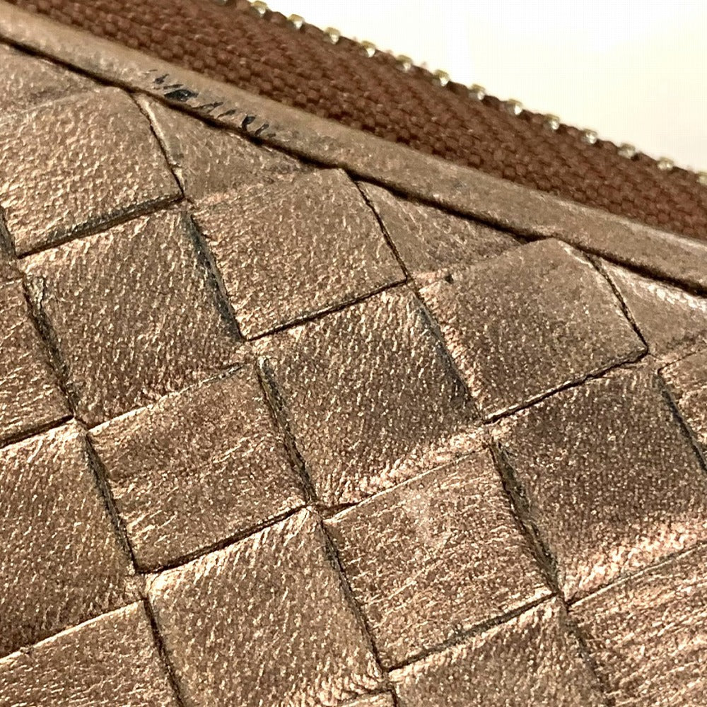 BOTTEGA VENETA Bottega Veneta Intrecciato Long Wallet, Round Zipper, Leather, Bronze, Brown, Gold, Women's Fashion
