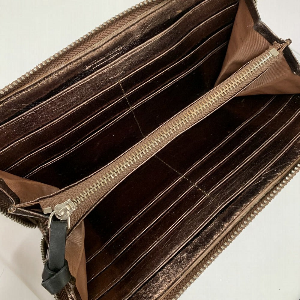 BOTTEGA VENETA Bottega Veneta Intrecciato Long Wallet, Round Zipper, Leather, Bronze, Brown, Gold, Women's Fashion