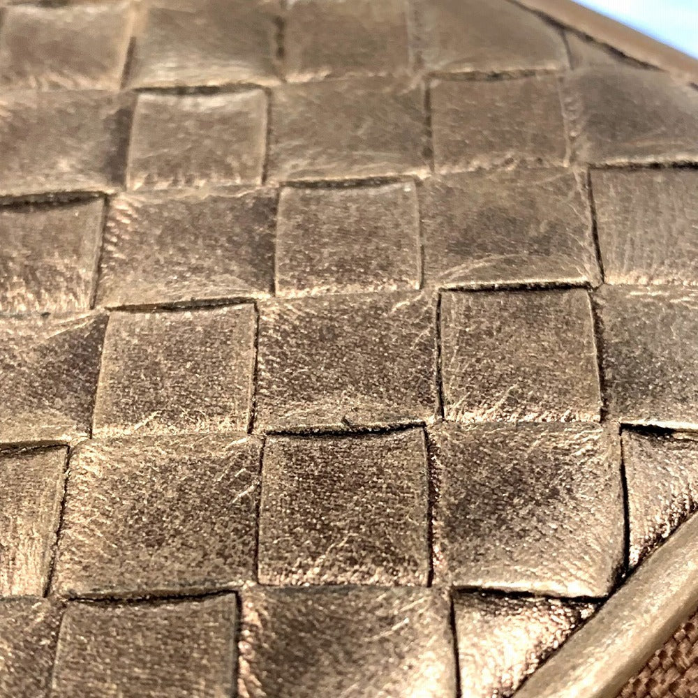 BOTTEGA VENETA Bottega Veneta Intrecciato Long Wallet, Round Zipper, Leather, Bronze, Brown, Gold, Women's Fashion
