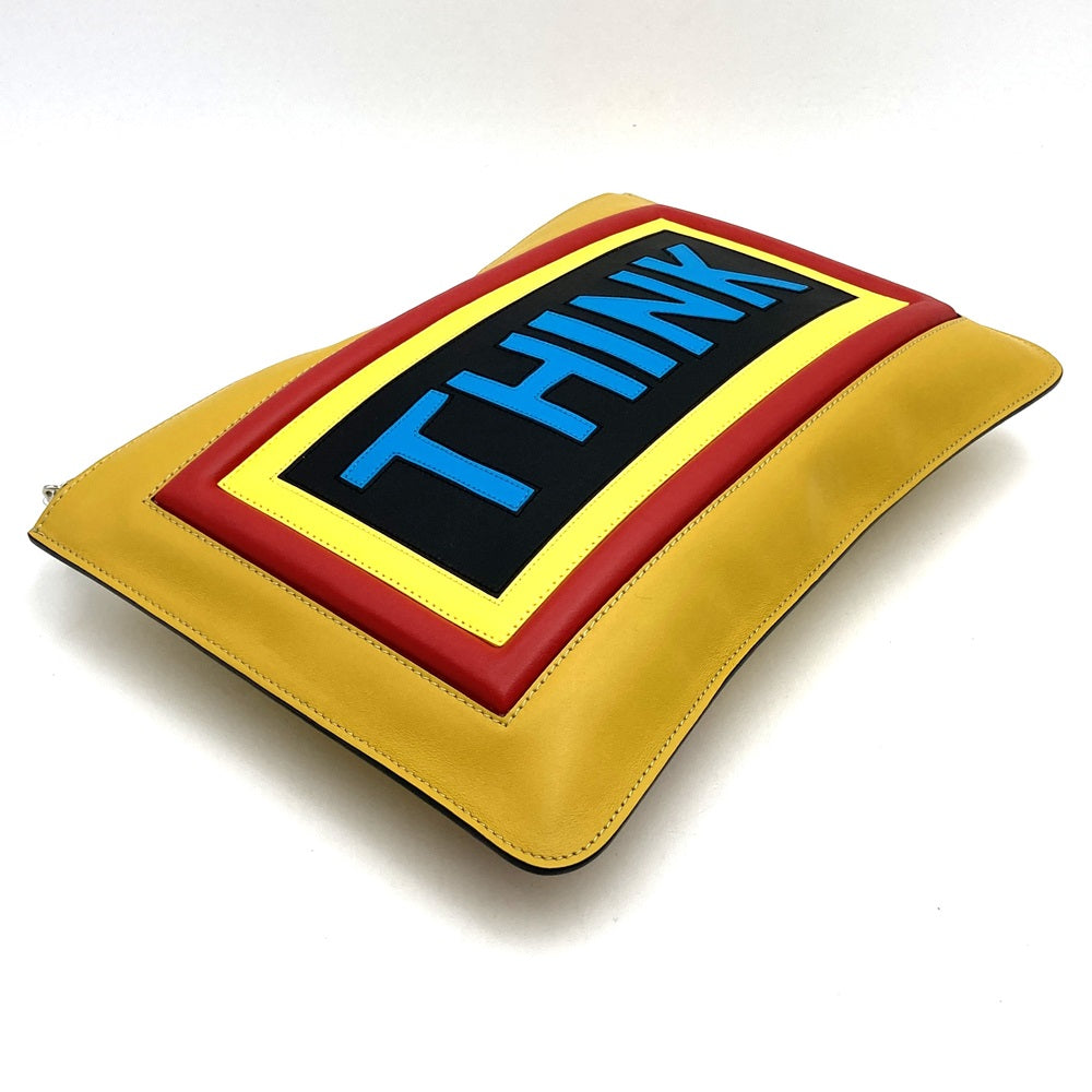 FENDI 7NO078 THINK Clutch Bag, Yellow, Women's and Men's Fashion