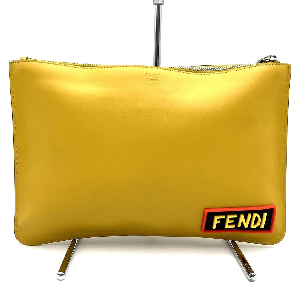 FENDI 7NO078 THINK Clutch Bag, Yellow, Women's and Men's Fashion