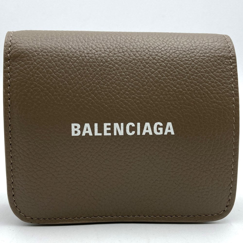 BALENCIAGA 594216 Bi-fold Wallet Compact Wallet Beige Greige Leather Women's Fashion Women's Men's PRE-OWNED