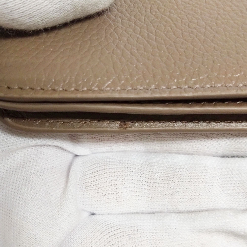BALENCIAGA 594216 Bi-fold Wallet Compact Wallet Beige Greige Leather Women's Fashion Women's Men's PRE-OWNED