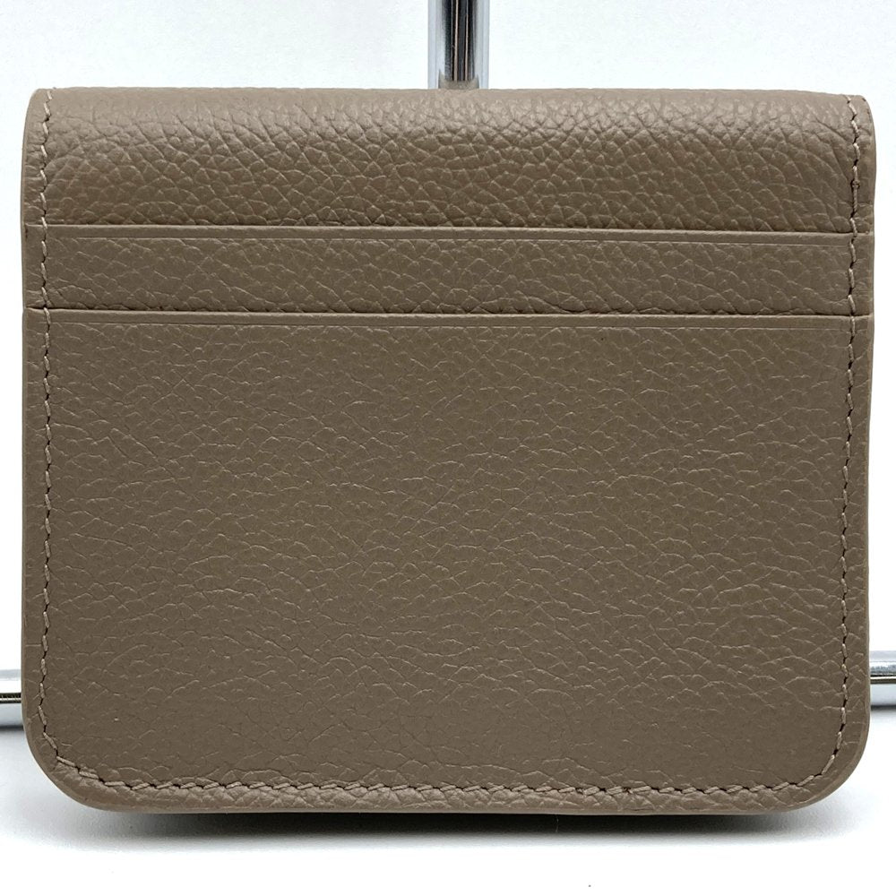 BALENCIAGA 594216 Bi-fold Wallet Compact Wallet Beige Greige Leather Women's Fashion Women's Men's USED